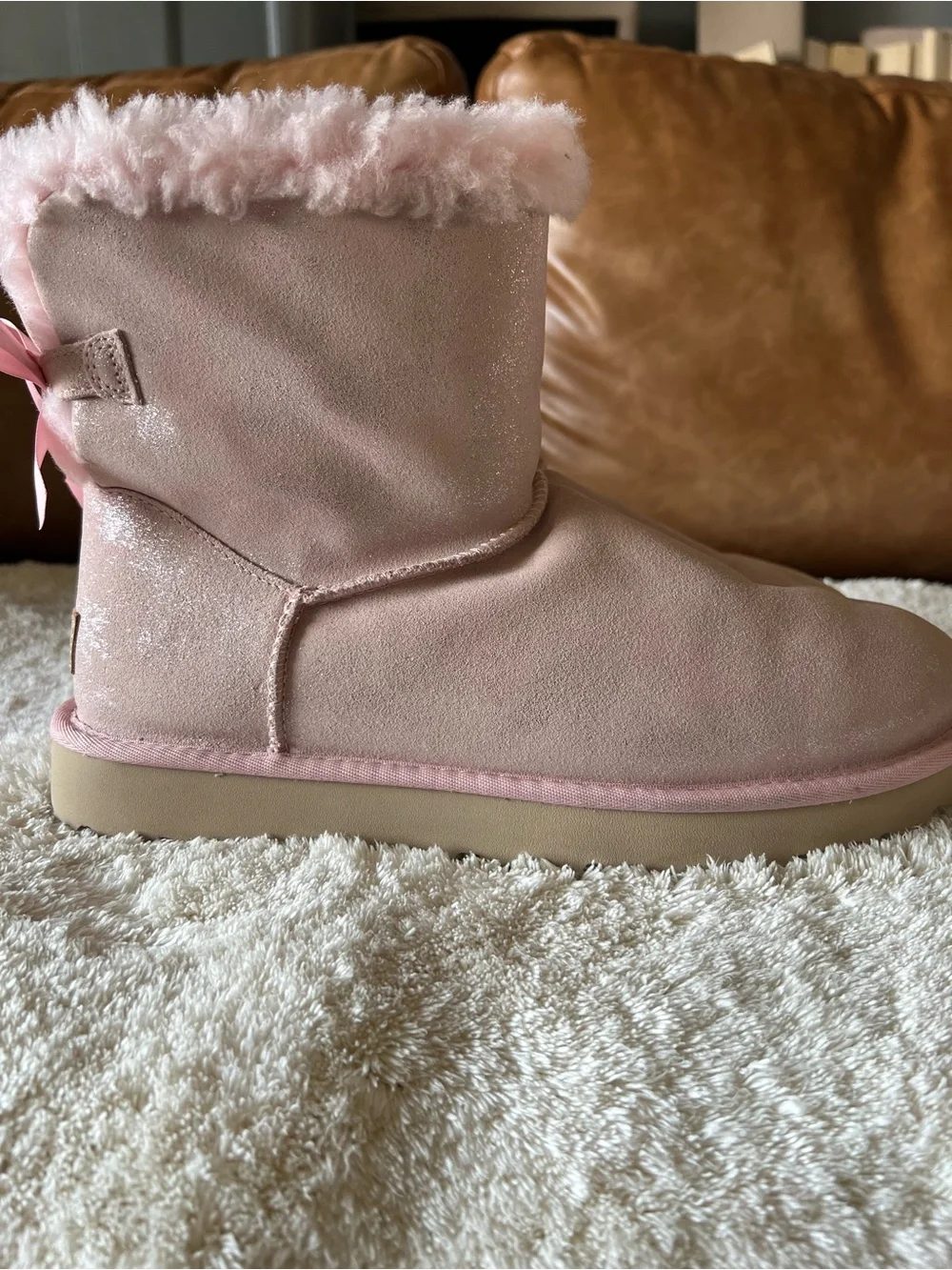 UGG Pink Glitter Classic Short Boots